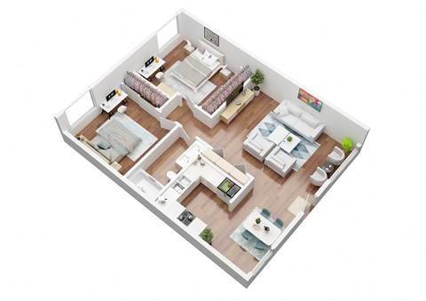 Floor plan for 2 beds, 1 bath, 800 sqft